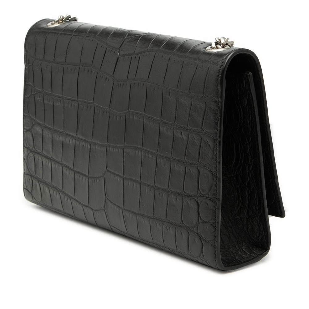 Pre-Loved Saint Laurent Medium Croc Embossed Leather Kate Tassel Crossbody - Picture 2 of 7